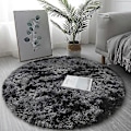 Miniatyrbilde 1 av 5: Plysj Rundt Teppe Matte Fluffy Hvite Tepper for Stue Myk Hjemmeinnredning Soverom Barnerom Dekor Salon Tykk Lug Teppe-Perfet Dark Gray 80x80cm
