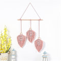 Pikkukuva 1 / 9: Makrame-seinäkoriste Boho Woven Gobestry Leaf Design -seinäkoristelu- Täydellinen Pink