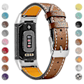 Miniatyrbilde 1 av 5: Ekte Lær Justerbar Rem Kompatibel med Fitbit Charge 6/5 - Komfortabel og Slitesterk Kaffe Rem - Perfekt Brown Fitbit Charge 6