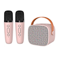 Pikkukuva 1 / 5: Mini Karaoke-laite, Kannettava Bluetooth-kaiutin, Karaoke-laite 2 langattomalla mikrofonilla Kannettava stereokaiutin Karaoke lapsille -Perfet pink