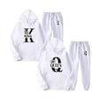 Miniatyrbild 5 av 5: 2023 Mode Par Sweatshirt Kung & Drottning Tryckt Par Hoodie Set med Huva och Byxor 2-pack Streetwear Kläder för Män och Kvinnor - Perfekt Navy Blue Queen 2 M