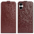 Miniatyrbillede 1 af 4: Kompatibel med R64 Tekstur Vertikal Flip Læder Telefon Cover - Perfekt Brown For Samsung Galaxy A06 5G