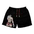 Miniatyrbillede 1 af 5: Japanske Anime Shorts Baki Haman Trykte Mænds Street Beach Shorts Casual Løse Mænds Elastisk Talje Sorte Shorts - Perfekt black5 XL