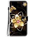 Miniatyrbilde 2 av 5: Tegnet Lærveske Kompatibel med Motorola Moto G75 5G-Perfet Gold Flower