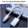 Miniatyrbild 4 av 5: Fonken USB-C till Lightning-hörlursadapterkabel Typ C till Lightning-laddningskonverterare Datakabel för iPhone 15 iPad Pro Samsung - Perfekt C to L Audio Adapter