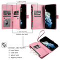 Pikkukuva 3 / 5: Yhteensopiva Samsung Galaxy Note 20 Ultra Lompakkokotelon kanssa Premium Vetoketjullinen Suuri Tila Käännettävä PU-nahkakansi - Täydellinen Pink