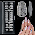 Miniatyrbilde 1 av 5: Korte Mandel-negletips, 504 stk Myke Gel-negletips, Klare Negletips for Akrylnegle Profesjonelle, Full Dekning Mandel-negletips for Negleforlengelse, Falske Coffin Nails Tips