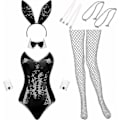 Pikkukuva 1 / 4: Jänispuvut Naisten Alusvaatteet ja Hännän Bodysuit Cosplay Jänispuvusetti Halloween-asuiksi - Täydellinen White and Black XS