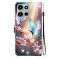 Pikkukuva 3 / 5: Piirroskuvioinen nahkakotelo yhteensopiva Motorola Moto G75 5G:n kanssa - Perfet Butterfly Love Flower