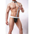 Miniatyrbilde 2 av 3: Sløyfeknyte Nyhet Sexy Menn Mankini String Undertøy Kelner Kostyme Body Sort-Perfet