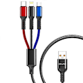 Miniatyrbild 2 av 4: awei CL-971 3 i 1 1.2m 2.4A USB till 8 Pin + Micro USB + USB-C / Type-C Multi Laddningskabel - Perfekt