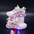 Miniatyrbild 1 av 5: Flickor LED Casual Sneakers Elsa Princess Tryck Utomhusskor Barn Lysande Halkfria Skor för Vår och Vinter-Perfekt Pink P 37-insole 23cm