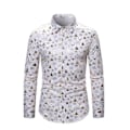 Miniatyrbilde 1 av 2: Høytidelig skjorte for menn, lang ermet, business casual, skinnende gulltre-elgtrykk, julegave - Perfekt white 4XL