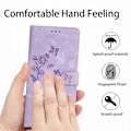 Miniatyrbild 5 av 5: Kompatibel med Samsung Galaxy A56 5G Fodral Läder Präglat Blommigt Telefonskal Plånbok med Handledsrem - Perfekt Style E
