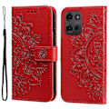 Miniatyrbillede 1 af 4: Syv-bladet Blomster Præget Læder Telefon Cover - Perfet Compatible with MotorolaMoto G75 5G