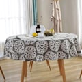 Miniatyrbilde 5 av 6: Runde duker bomull polyester blanding trykte duker for kjøkken spisestue Restaurant (grå, diameter 59") - Perfet