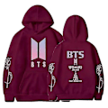 Miniatyrbillede 4 af 5: BTS Unisex Hættetrøje Casual Hoodie Cosplay Jakke Top V-Perfet wine red S