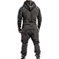 Miniatyrbild 3 av 4: Männs En-delad Huvtröja med Blixtlås Jumpsuit Vinter Casual Huvad Bodysuit Jumpsuit - Perfekt Dark Grey 3XL
