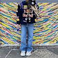 Miniatyrbild 4 av 5: Racing Jacket Vintage, Bomberjacka, Tryckt Streetwear Jacka Y2K (FÅ DEN)-Perfekt L