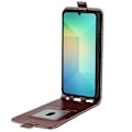Miniatyrbillede 4 af 4: Kompatibel med R64 Tekstur Vertikal Flip Læder Telefon Cover - Perfekt Brown For Samsung Galaxy A06 5G