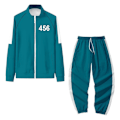 Miniatyrbild 1 av 2: Squid Game Jacka & Byxor Set Rollspel Sport Cardigan 456 Tryckt Blixtlåsficka Sweatshirt Vuxen Perfekt 4XL