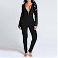 Miniatyrbillede 2 af 5: Butt Flap Lingerie Jumpsuit Kvinder Onesie Pyjamas Bagside Knapper Bodycon Nattøj Voksne Onesies Combinaison Pyjama Femme Høj Kvalitet-Perfet C Xl
