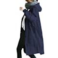 Miniatyrbilde 2 av 5: Vindjakke for kvinner - Casual, løs, med knapper, lommer, hette, vindtett og vanntett for utendørs turer - Perfekt Purplish Blue XL