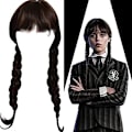 Miniatyrbilde 8 av 8: Jenter Addams Familiedrakt Parykk Onsdag Addams Parykk - Perfet black