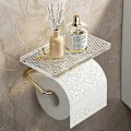 Pikkukuva 1 / 5: Ylellinen kultainen WC-paperiteline hyllyllä, ei lävistystä, akryylinen rullapaperiteline, pyyhekoukku, kylpyhuonetarvikkeet, kylpyhuone-Perfet Gold