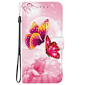 Miniatyrbilde 2 av 5: Tegnet Lærveske Kompatibel med Motorola Moto G75 5G-Perfet Pink Butterflies