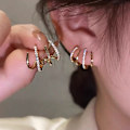 Miniatyrbillede 6 af 6: Ørering Claw Ear Hook Clip Øreringe Kvinder Firkantet Indstilling - Perfet Silver