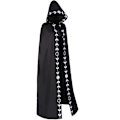 Miniatyrbilde 3 av 10: Unisex månefaser broderi hettekappe Mystisk middelalderrenessanse lang kappe - Perfet black 2XL