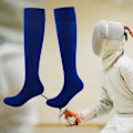 Miniatyrbillede 4 af 5: Fægtestrømper til mænd Beskyttende Fægtestrømper fiber Lange Fortykket over Knæ Fægtestrømper til Børn Unge Voksne Fodbold Kvinder-Perfekt Blue XL