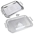 Miniatyrbilde 1 av 5: Nordisk Serveringsbrett i Rustfritt Stål med Håndtak Elegant Rektangulært Kaffebar Mat Holder Dessert Display Plate Dekor-Perfekt Silver L