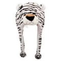 Miniatyrbillede 5 af 5: Voksen Børn Vinter Sød Plys Dyrekarakter Hue med Pom Pom Ender Lange Stropper Sjovt Udstoppede Legetøj Øreklap Hue Cosplay-Perfekt White tiger