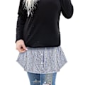 Miniatyrbilde 5 av 5: Kvinners Skjorteforlenger Justerbar Lagdelt Falsk Toppkant Skjorte Halv Lengde Miniskjørt (Flerfarget, XL) - Perfet Blue-White Stripes M