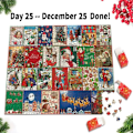 Miniatyrbillede 4 af 6: Julekrybbe adventskalenderpuslespil 2023 puslespil 24 dages nedtælling til julepuslespil Julelegetøj til børn gaver Christmas style 70x50cm