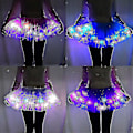 Miniatyrbillede 4 af 5: Kvindes Led Skørt Lys Op Stjerne Dance Skørter Lagdelt Ballet Tutus Elastisk Mesh Tulle Mini Skørt Party Karneval Kostume-Perfet Green