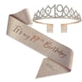 Party Krone Hodebånd Rhinestone Krone Hårtilbehør Første Års Nummer Bursdagskake Ornament Legering Hodebånd-Perfekt 19
