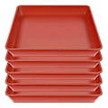 Miniatyrbilde 1 av 5: Firkantede plastpottebrett for oppsamling av overflødig vann og jord fra innendørs planter - Perfekt Red 10 inches