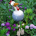 Miniatyrbillede 2 af 5: Grå Keramisk Kylling Have Dekoration Dyrefigur Haveprop Plæne Ornamenter & Have Skulpturer - Perfekt