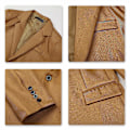 Miniatyrbillede 5 af 5: Mænds Business Casual Klassisk Hakket Lapel Dobbelt Slids Ensfarvet Enknaps Blazer - Perfekt Light Brown XS
