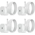 4-pack iPhone-laddare - Snabbladdare - Adapter + 2-meterskabel 20W Lightning Vit 4-Pack Lightning