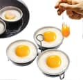 Äggkokare i rostfritt stål, perfekt pocheringsform, runda äggringar för frukostmatlagning, 3 pocherade äggkoppar - Perfekt