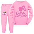 Miniatyrbild 1 av 2: Barnkläder för flickor 7-14 år - Barbie Pyjamas Set med Långärmad Tröja och Byxor - Perfekt för Sovkläder Pink 9-10 Years