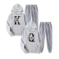 Miniatyrbild 1 av 5: 2023 Mode Par Sweatshirt Kung & Drottning Tryckt Par Hoodie Set med Huva och Byxor 2-pack Streetwear Kläder för Män och Kvinnor - Perfekt Gray Queen 2 XXL