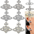 Miniatyrbilde 2 av 5: Krystall Saturn Hjerte Orb Dråpe Hengende Øredobber Rhinestone Sølv Gull - På lager - Perfekt style 2 Rose Gold