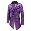 Miniatyrbillede 2 af 5: Sliktaa Herre Sequin Svalehalefrakke Jakke Fest Show Tux Kjole Frakke - Perfekt Purple L
