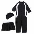 Miniatyrbild 5 av 6: Perfekta flickor Barn Muslimska badkläder Islamiska badkläder Mild hud Burkini badkläder Strandkläder - Perfet Black 5-6 Years