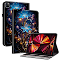Miniatyrbillede 1 af 5: Læder Etui Kompatibelt med iPad Air 11 (2025) (2024) Air (2022) (2020) Pro 11 (2022) Mønsterprintet Tablet Co-Perfet Small Lantern Flower